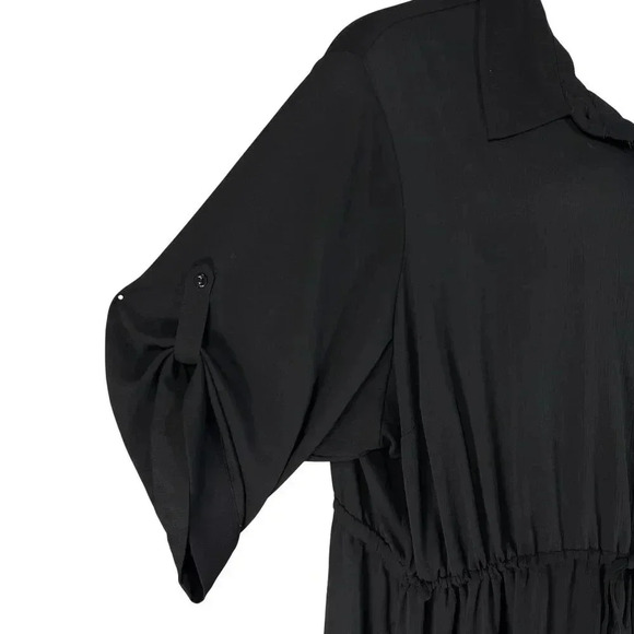 Torrid Womens 5X L Black Button-Up 3/4 Sleeve Maxi Dress Side Slits Whimsigoth - Picture 7 of 16